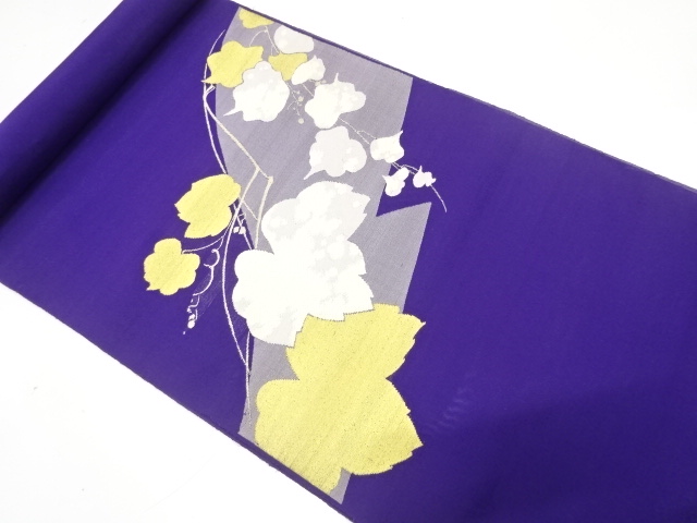 JAPANESE KIMONO / ANTIQUE BOLT FOR SUMMER NAGOYA OBI / SILK / WOVEN IVY LEAVES